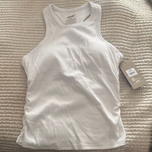 Avia Ruched Ribbed Racerback Tank Tops — Athletic Fit. White & Black (2 for 1)